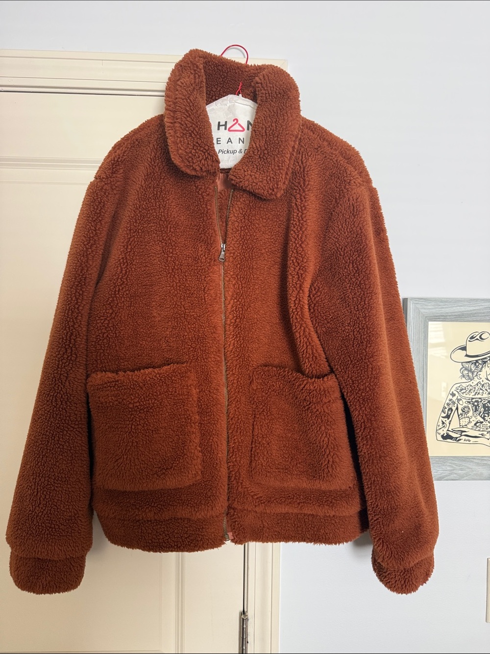 Elodie Rust Brown Teddy Zip Jacket